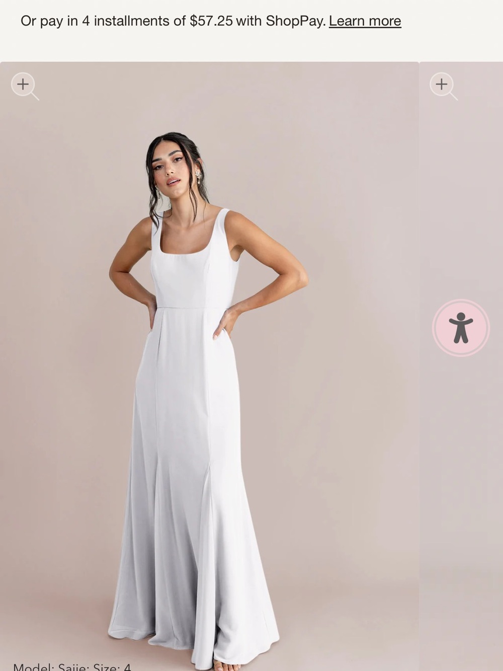 Revelry Nicole Chiffon White Square-Neck Maxi Dress